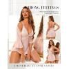 imageWomen Sexy Lingerie Set 3 Piece Babydoll ampamp Lace Kimono Robe Strap Chemise Nightgown Mesh SleepwearPastel Pink