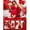 imageWomen Sexy Lingerie Set 3 Piece Babydoll ampamp Lace Kimono Robe Strap Chemise Nightgown Mesh SleepwearWine Red