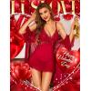 imageWomen Sexy Lingerie Set 3 Piece Babydoll ampamp Lace Kimono Robe Strap Chemise Nightgown Mesh SleepwearWine Red