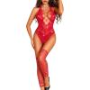 imageRSLOVE Sexy Lingerie for Women Bodysuit  Womens Fishnet Teddy Outfits Mesh Rhinestone Lingerie Set Cut Out Exotic NightwearRed