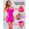 imageRSLOVE Babydoll Lingerie for Women Chemise  Fishnet Bodysuit Womens Sleepwear with Stocking Sexy Dress Bodystocking One SizeNeon Pink