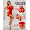 imageRSLOVE Babydoll Lingerie for Women Chemise  Fishnet Bodysuit Womens Sleepwear with Stocking Sexy Dress Bodystocking One SizeRed