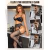imageRSLOVE Bodystocking Lingerie Sets for Women  Sexy Fishnet Garter Belt Stocking Womens Bra and Panty sets 3 Piece One SizeBlack