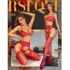 imageRSLOVE Bodystocking Lingerie Sets for Women  Sexy Fishnet Garter Belt Stocking Womens Bra and Panty sets 3 Piece One SizeRed