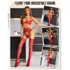imageRSLOVE Bodystocking Lingerie Sets for Women  Sexy Fishnet Garter Belt Stocking Womens Bra and Panty sets 3 Piece One SizeRed