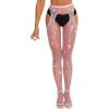 imageRSLOVE Fishnet Stockings Rhinestone High Waist Tights Pantyhose Womens Sexy Sparkle StockingsPink