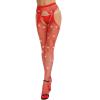 imageRSLOVE Fishnet Stockings Rhinestone High Waist Tights Pantyhose Womens Sexy Sparkle StockingsRed