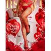 imageRSLOVE Fishnet Stockings Rhinestone High Waist Tights Pantyhose Womens Sexy Sparkle StockingsRed