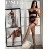 imageRSLOVE Fishnet Stockings for Women  Lace Top Thigh High Stockings Suspender Pantyhose with Antiskid SiliconeBlack  Small Fishnet