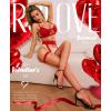 imageRSLOVE Fishnet Stockings for Women  Lace Top Thigh High Stockings Suspender Pantyhose with Antiskid SiliconeRed  Small Fishnet