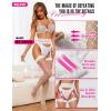 imageRSLOVE Fishnet Stockings for Women  Lace Top Thigh High Stockings Suspender Pantyhose with Antiskid SiliconeWhite  Small Fishnet