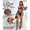 imageRSLOVE Lingerie Sets for Women  Fishnet Lingerie Sparkle Rhinestone 5 Piece Lingerie Sets Mesh Babydoll with GarterBlack