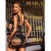 imageRSLOVE Lingerie for Women Lace Babydoll Chemise Sparkle Rhinestone Fishnet Teddy DressBlack