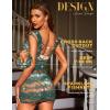 imageRSLOVE Lingerie for Women Lace Babydoll Chemise Sparkle Rhinestone Fishnet Teddy DressGreen