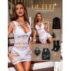 imageRSLOVE Lingerie for Women Lace Babydoll Chemise Sparkle Rhinestone Fishnet Teddy DressWhite