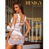 imageRSLOVE Lingerie for Women Lace Babydoll Chemise Sparkle Rhinestone Fishnet Teddy DressWhite