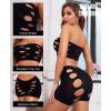 imageRSLOVE Sexy Fishnet Lingerie for Women  Sexy Nighty Cutout Lingerie Set Womens Mesh 2 Piece Babydoll See Through OutfitsBlack