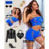 imageRSLOVE Sexy Fishnet Lingerie for Women  Sexy Nighty Cutout Lingerie Set Womens Mesh 2 Piece Babydoll See Through OutfitsBlue
