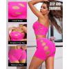 imageRSLOVE Sexy Fishnet Lingerie for Women  Sexy Nighty Cutout Lingerie Set Womens Mesh 2 Piece Babydoll See Through OutfitsFluorescent Pink
