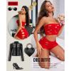 imageRSLOVE Sexy Fishnet Lingerie for Women  Sexy Nighty Cutout Lingerie Set Womens Mesh 2 Piece Babydoll See Through OutfitsRed