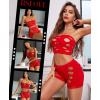 imageRSLOVE Sexy Fishnet Lingerie for Women  Sexy Nighty Cutout Lingerie Set Womens Mesh 2 Piece Babydoll See Through OutfitsRed