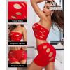 imageRSLOVE Sexy Fishnet Lingerie for Women  Sexy Nighty Cutout Lingerie Set Womens Mesh 2 Piece Babydoll See Through OutfitsRed