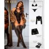 imageRSLOVE Sexy Lingerie Sets for Women Fishnet Bodystocking Exotic Sparkle Rhinestone Mesh Bodysuit with Thigh High StockingsBlack