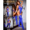 imageRSLOVE Sexy Lingerie Sets for Women Fishnet Bodystocking Exotic Sparkle Rhinestone Mesh Bodysuit with Thigh High StockingsBlue