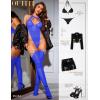 imageRSLOVE Sexy Lingerie Sets for Women Fishnet Bodystocking Exotic Sparkle Rhinestone Mesh Bodysuit with Thigh High StockingsBlue