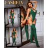 imageRSLOVE Sexy Lingerie Sets for Women Fishnet Bodystocking Exotic Sparkle Rhinestone Mesh Bodysuit with Thigh High StockingsGreen