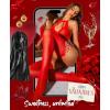 imageRSLOVE Sexy Lingerie Sets for Women Fishnet Bodystocking Exotic Sparkle Rhinestone Mesh Bodysuit with Thigh High StockingsRed