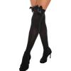 imageRSLOVE Thigh High Stockings with Satin Bow Accent Sexy Lingerie Stockings Opaque Women Tight HosieryBlack
