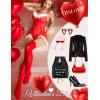 imageRSLOVE Thigh High Stockings with Satin Bow Accent Sexy Lingerie Stockings Opaque Women Tight HosieryRed