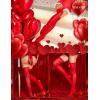 imageRSLOVE Thigh High Stockings with Satin Bow Accent Sexy Lingerie Stockings Opaque Women Tight HosieryRed