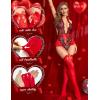 imageRSLOVE Thigh High Stockings with Satin Bow Accent Sexy Lingerie Stockings Opaque Women Tight HosieryRed