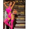 imageRSLOVE Women Fishnet Bodystocking Lingerie Sexy Footless Stockings Sleeveless Lace Bodysuit Halterneck One Piece PantyhoseNeon Pink