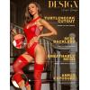 imageRSLOVE Women Fishnet Bodystocking Lingerie Sexy Footless Stockings Sleeveless Lace Bodysuit Halterneck One Piece PantyhoseRed