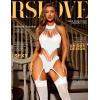 imageRSLOVE Women Fishnet Bodystocking Lingerie Sexy Footless Stockings Sleeveless Lace Bodysuit Halterneck One Piece PantyhoseWhite