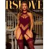 imageRSLOVE Women Fishnet Bodystocking Lingerie Sexy Footless Stockings Sleeveless Lace Bodysuit Halterneck One Piece PantyhoseWine Red