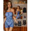 imageRSLOVE Women Lingerie Fishnet Bodysuit Sexy Sparkle Rhinestone Hollow Out Romper Without LinerBlue