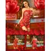 imageRSLOVE Women Lingerie Fishnet Bodysuit Sexy Sparkle Rhinestone Hollow Out Romper Without LinerRed