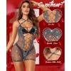 imageRSLOVE Womens Fishnet Bodysuit Lingerie  Sexy Sparkle Cut Out Romper Stripper Rave Outfit Glittering BodystockingAgrey