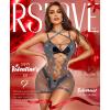 imageRSLOVE Womens Fishnet Bodysuit Lingerie  Sexy Sparkle Cut Out Romper Stripper Rave Outfit Glittering BodystockingAgrey