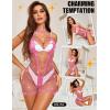 imageRSLOVE Womens Fishnet Bodysuit Lingerie  Sexy Sparkle Cut Out Romper Stripper Rave Outfit Glittering BodystockingRose Red