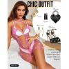 imageRSLOVE Womens Fishnet Bodysuit Lingerie  Sexy Sparkle Cut Out Romper Stripper Rave Outfit Glittering BodystockingRose Red