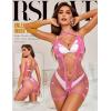 imageRSLOVE Womens Fishnet Bodysuit Lingerie  Sexy Sparkle Cut Out Romper Stripper Rave Outfit Glittering BodystockingRose Red