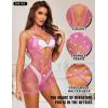 imageRSLOVE Womens Fishnet Bodysuit Lingerie  Sexy Sparkle Cut Out Romper Stripper Rave Outfit Glittering BodystockingRose Red