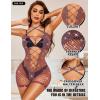imageRSLOVE Womens Fishnet Bodysuit Lingerie  Sexy Sparkle Cut Out Romper Stripper Rave Outfit Glittering BodystockingWine Red