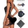 imageRSLOVE Womens Fishnet Lingerie Mesh Chemise Babydoll Bodysuit Lace Smock Lingerie for WomenBlack