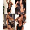 imageRSLOVE Womens Fishnet Lingerie Mesh Chemise Babydoll Bodysuit Lace Smock Lingerie for WomenBlack
